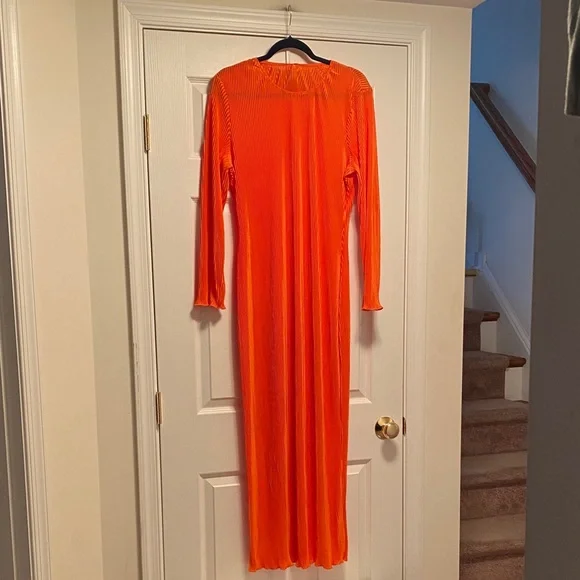 Orange Long Sleeve Textured Maxi Dress…size XL - Picture 1 of 5